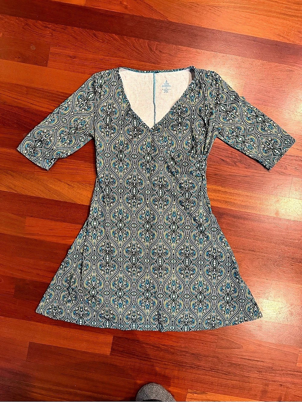 prAna Paisley Mini Dress in Blue & Green Like New,  XL